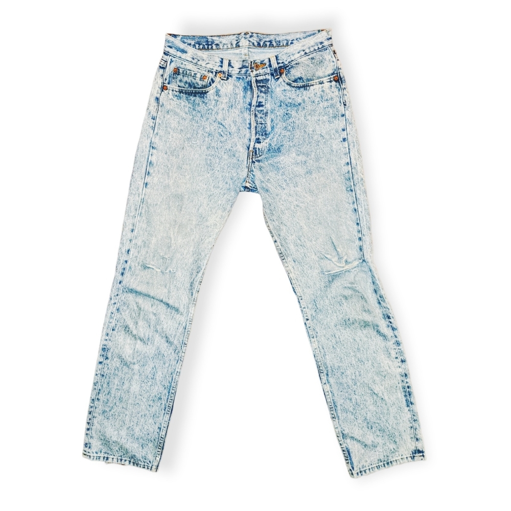 Levi's 501 Acid Wash 1980s 1990s Vintage Denim Distressed Jeans